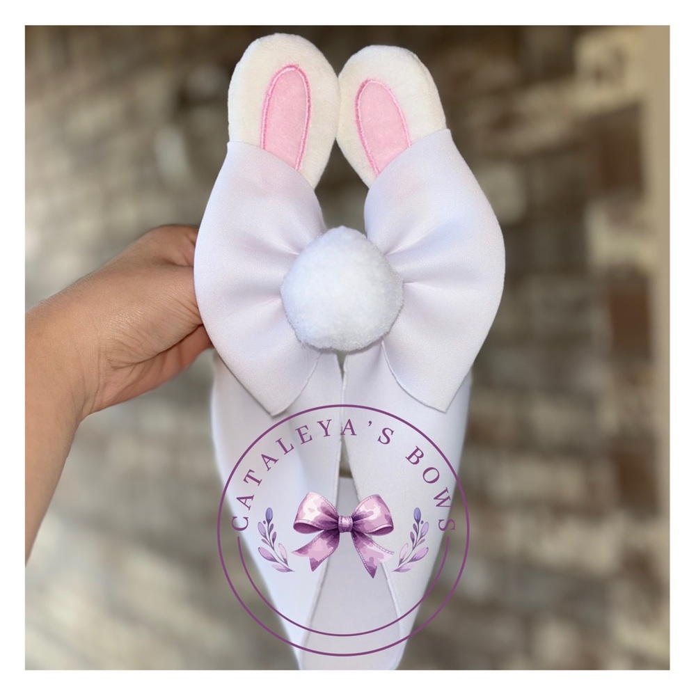 White Bunny Ear Hair Bow